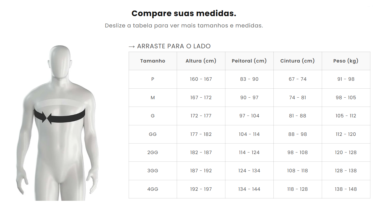 Tabela de Medidas