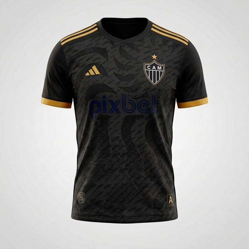 Camisa Atlético Mineiro 2025/26 Preta Dourada - Frente