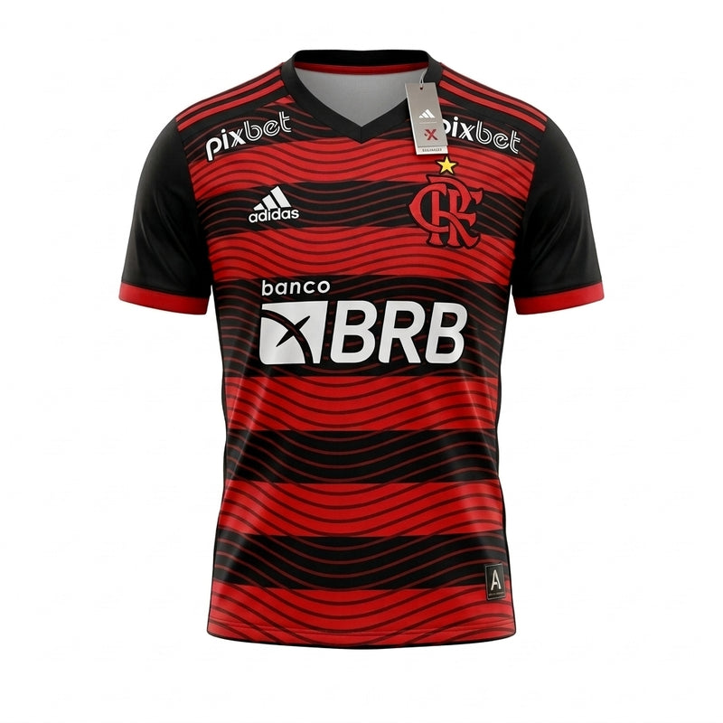Camisa Flamengo 2025/26 Listrada Vermelha e Preta - Frente